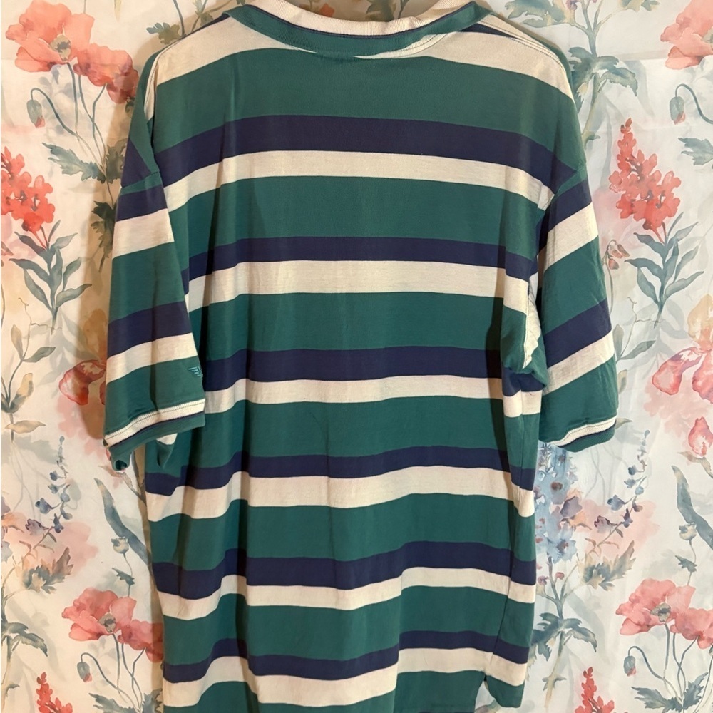 Vintage Dockers Green and Cream Striped Polo Shirt - Picture 6 of 10